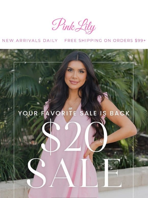 the $20 SALE starts NOW!