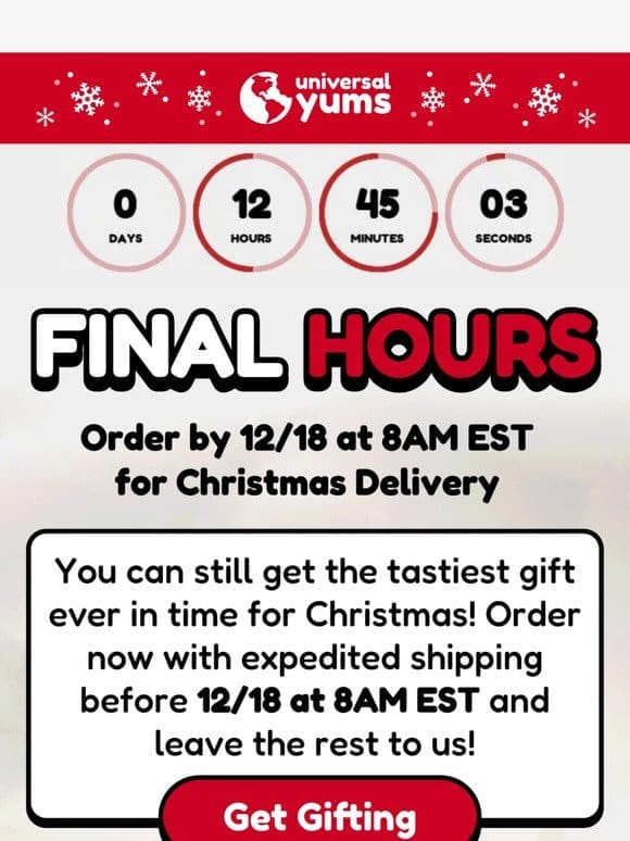 ⏰ Hours Left for Holiday Delivery!