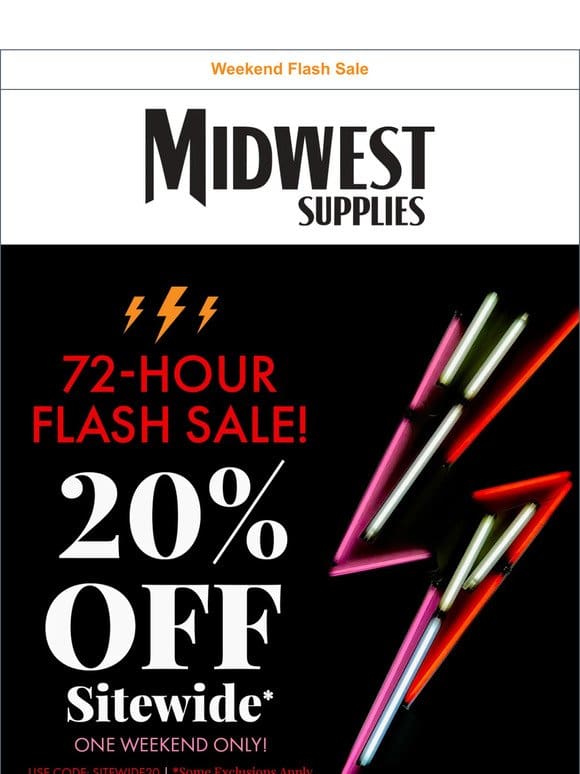 ⚡ Flash Sale Frenzy: Grab 20% Off Sitewide for 72 Hours!