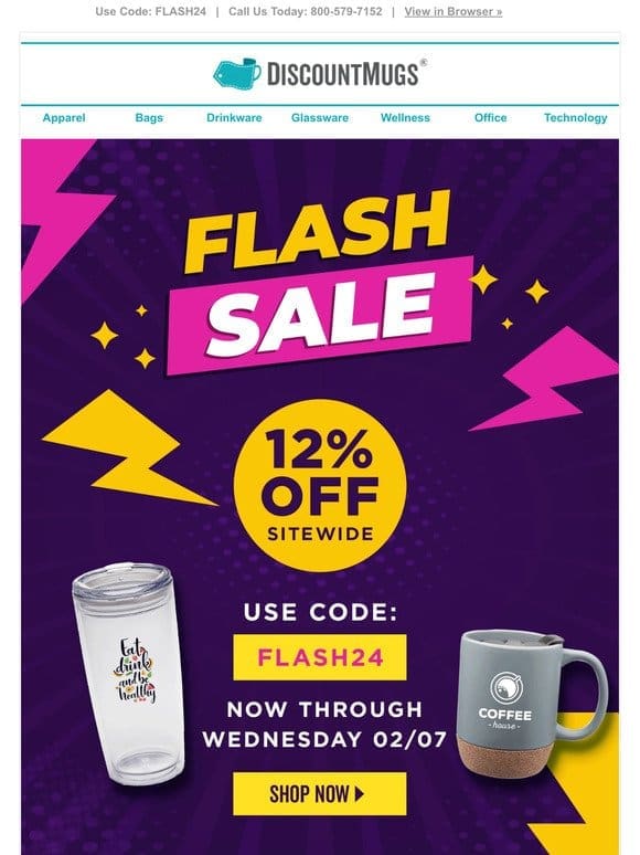 ⚡ Flash Sale ⚡ Save 12% Sitewide Now