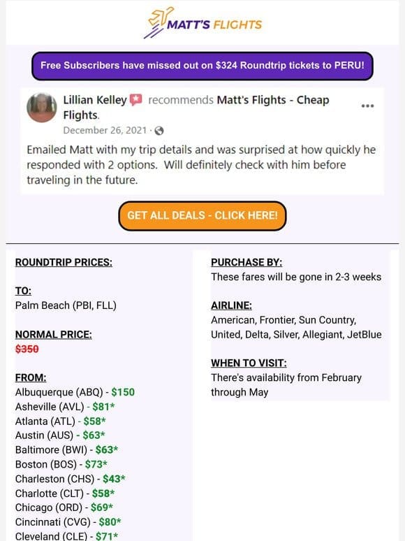 ✈️ PALM BEACH Starting at $33 Roundtrip Nonstop