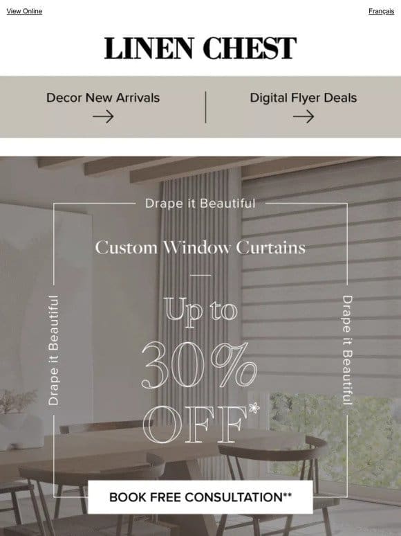 ✨Elevate Your Windows with up to 30% Off Custom Draperies✨