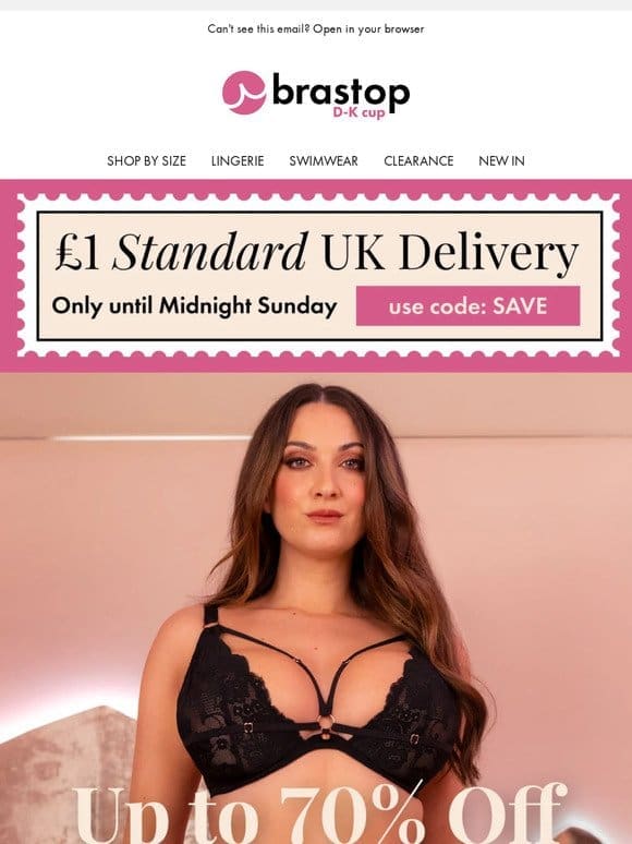 £1 STANDARD DELIVERY + UP TO 70% OFF