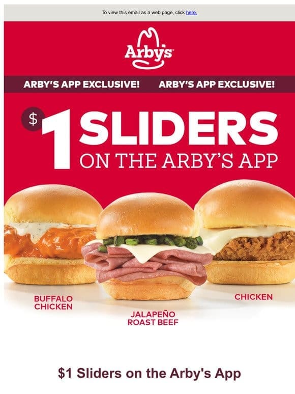 $1 Sliders on the Arby’s app