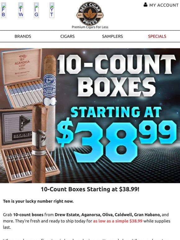 10-Count Boxes Starting at $38.99