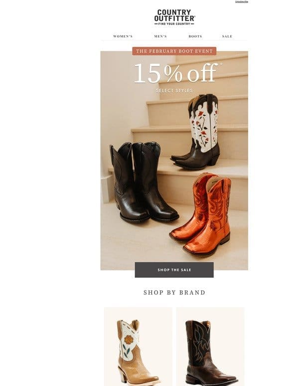 15% Off Boots From Top Brands