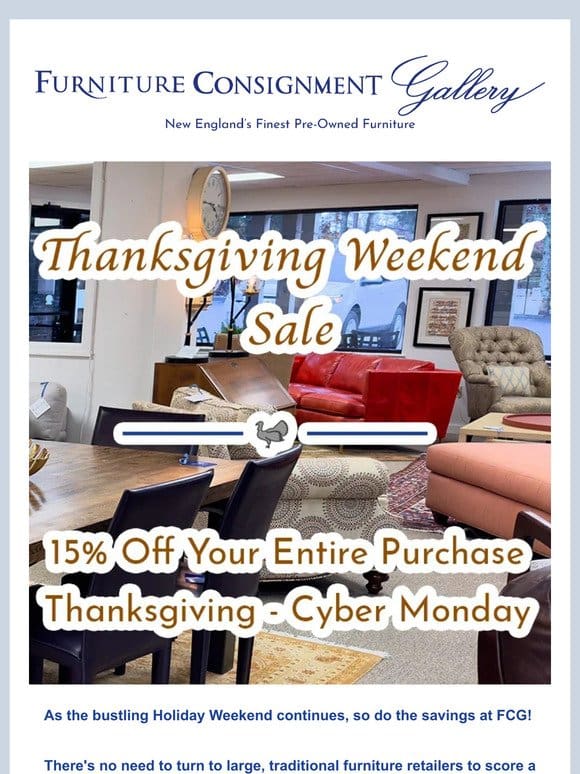 15% Off Continues! Shop Small for Big Savings at FCG