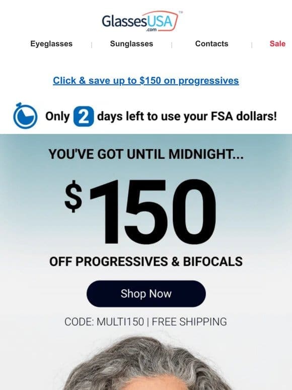 $150 OFF progressives ends at midnight!