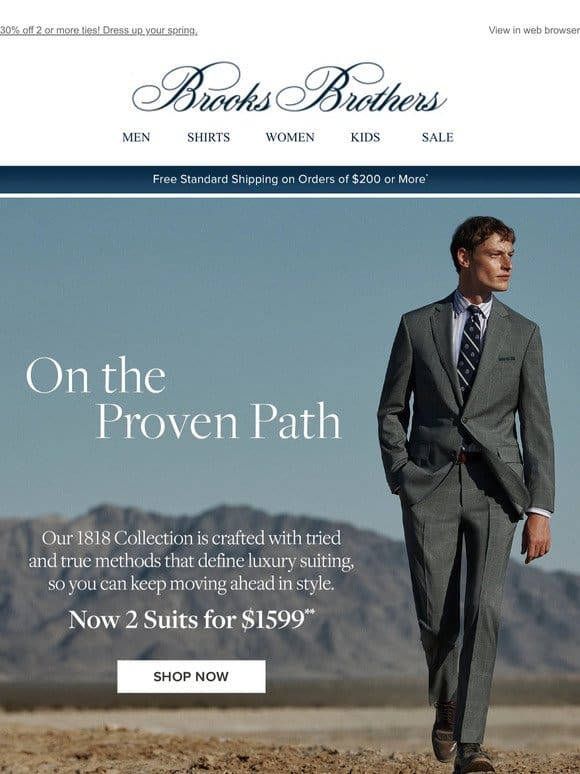 1818 suits: 2 for $1599 for a limited time! PLUS