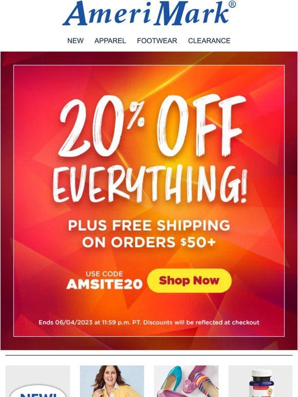 2 Days Only: Take 20% off Everything + FREE Shipping