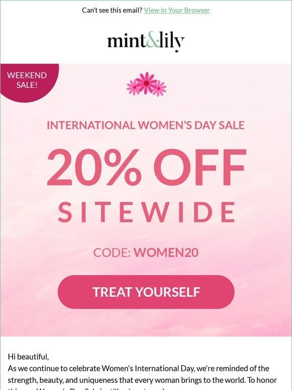 20% OFF Women’s Day Sale!