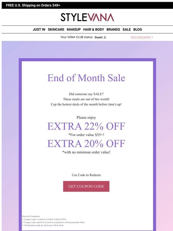 20% OFF month-end deals!