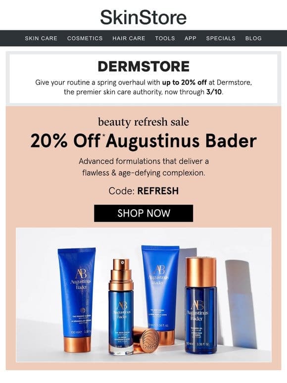 20% off Augustinus Bader ✨ Dermstore’s Beauty Refresh Sale