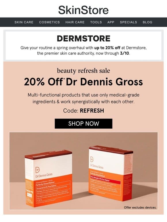 20% off Dr Dennis Gross ✨ Dermstore’s Beauty Refresh Sale