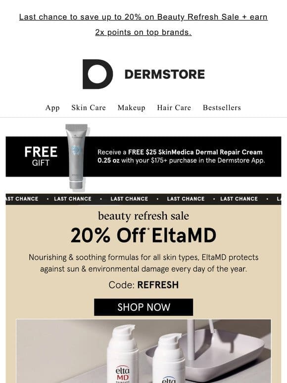 20% off EltaMD ENDS TODAY — Beauty Refresh Sale