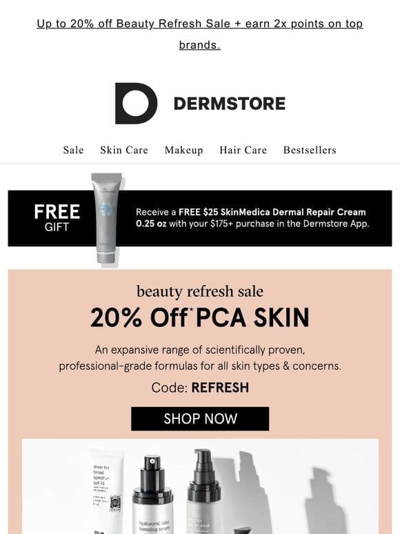 20% off PCA SKIN — don’t wait to shop the Beauty Refresh Sale