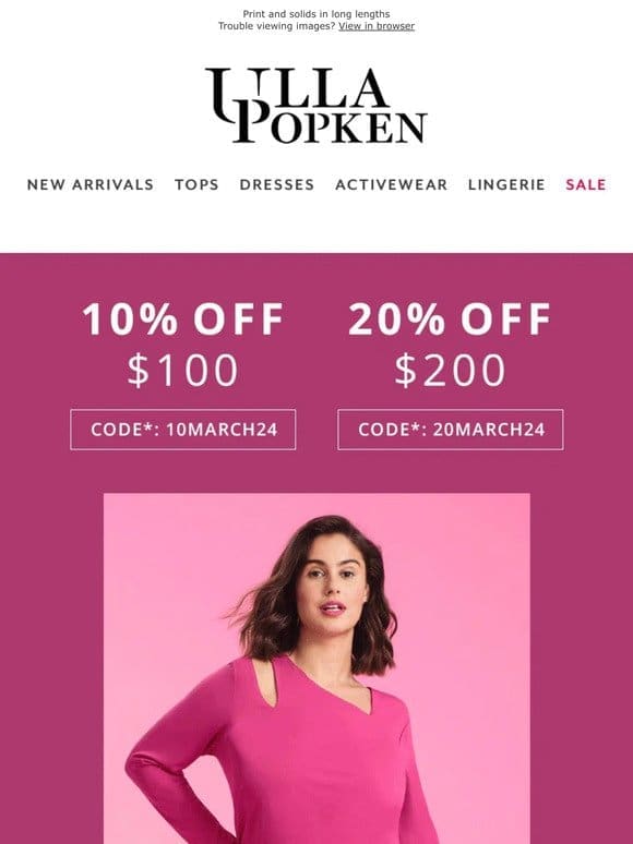 20% off pink and …