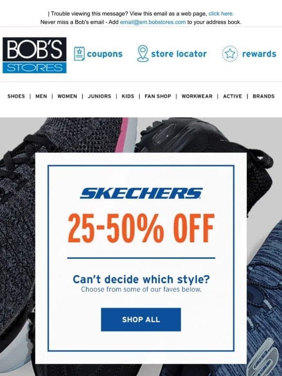 25-50% OFF Skechers Footwear