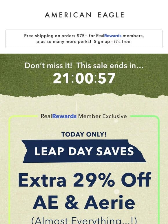 29% off ALMOST EVERYTHING! Celebrate Leap Day with extra saves   ⏳