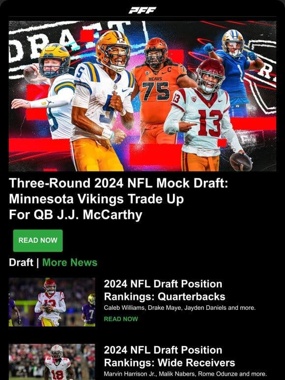 3-Round Post-FA 2024 NFL Mock Draft， Position Rankings and More