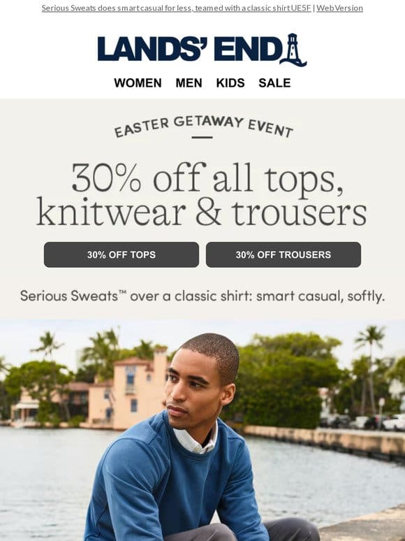 30% OFF men’s departure-ready tops & trousers
