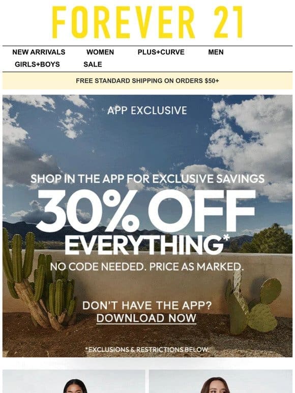 30% Off In App Only!