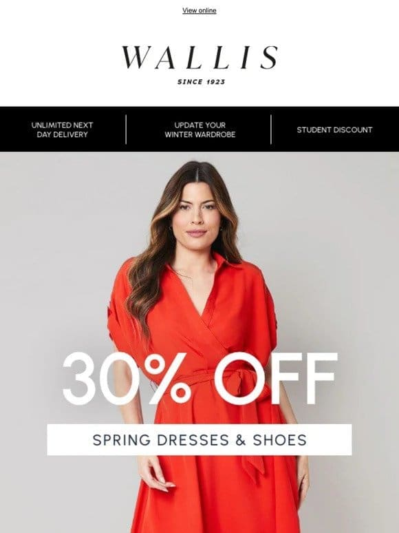 30% Off spring dresses and shoes