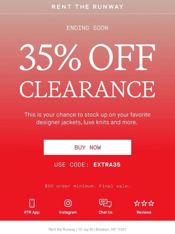 35% off ALL clearance!