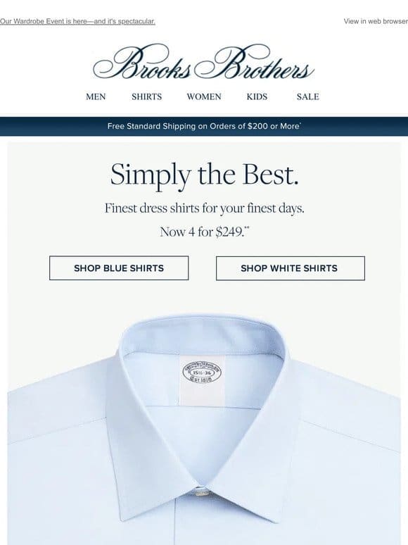4 for $249: impeccable blue & white shirts
