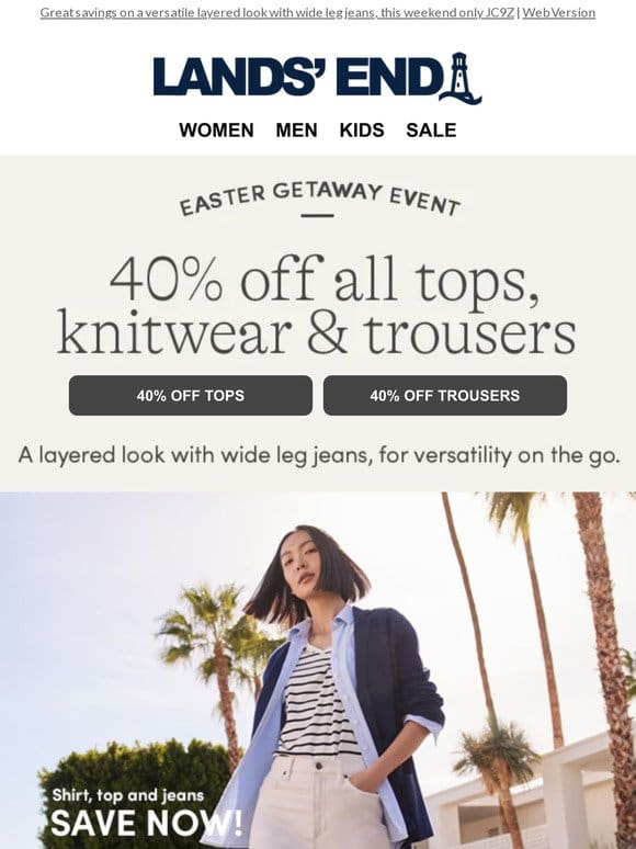 40% OFF ALL Tops， Knitwear & Trousers!