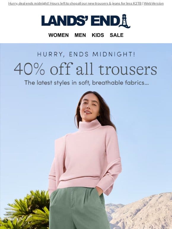 40% OFF NEW trousers in soft， breathable fabrics