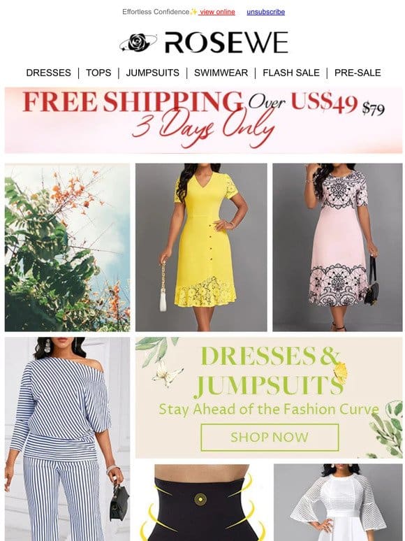 4TH FREE: Jump into style with NEW JUMPSUITS & DRESSES!