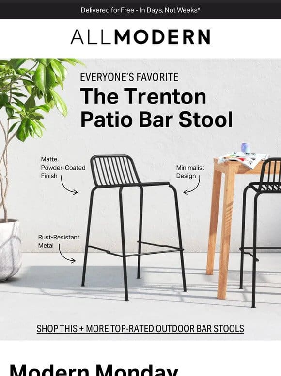 5-star outdoor bar stools → delivered in days， not weeks