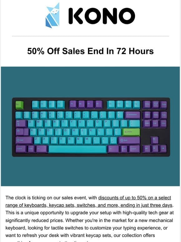 50% Off Sales End In 72 Hours