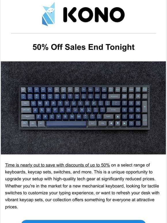 50% Off Sales End Tonight
