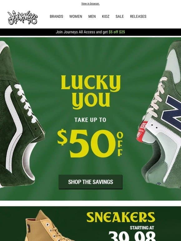 $50 off  LUCKY  YOU