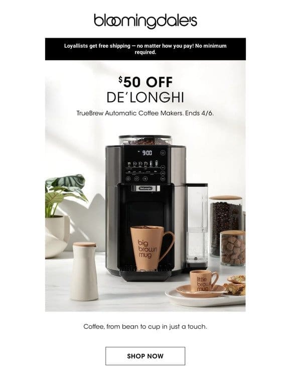 $50 off the De’Longhi TrueBrew Automatic coffeemaker