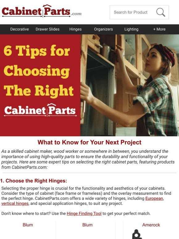 6️⃣ Tips for Choosing the Right Cabinet Parts