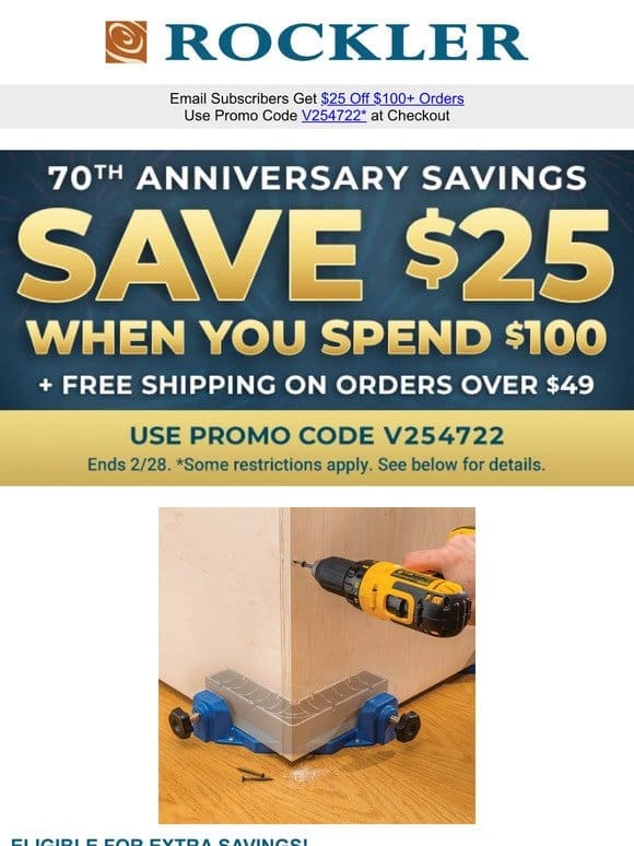 70 Years of Innovation — Save on Top Rated Deals at Rockler!