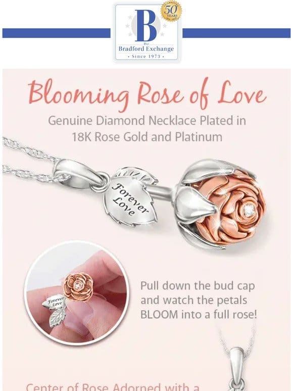 A Diamond Rose Necklace for Your Forever Love