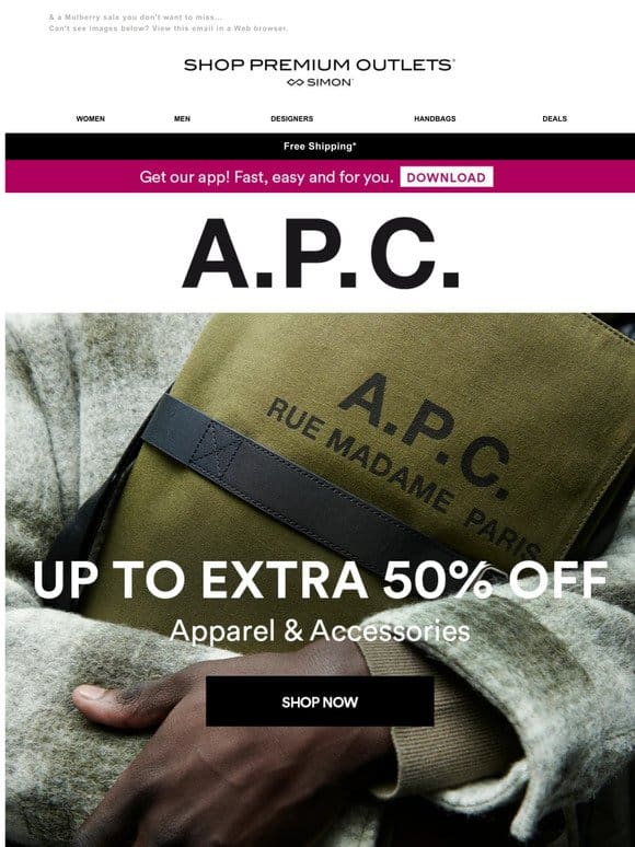 A.P.C. Extra 50% Off