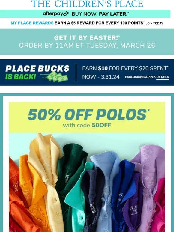 ALL POLOS: 50% OFF! Shop & stock-up now w/ code 50OFF