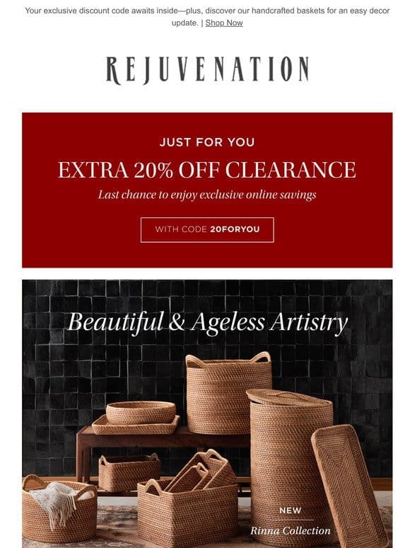 Act fast: extra 20% off clearance ends TODAY
