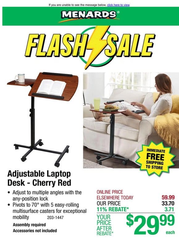 Adjustable Mobile Laptop Desk ONLY $29.99 After Rebate*!