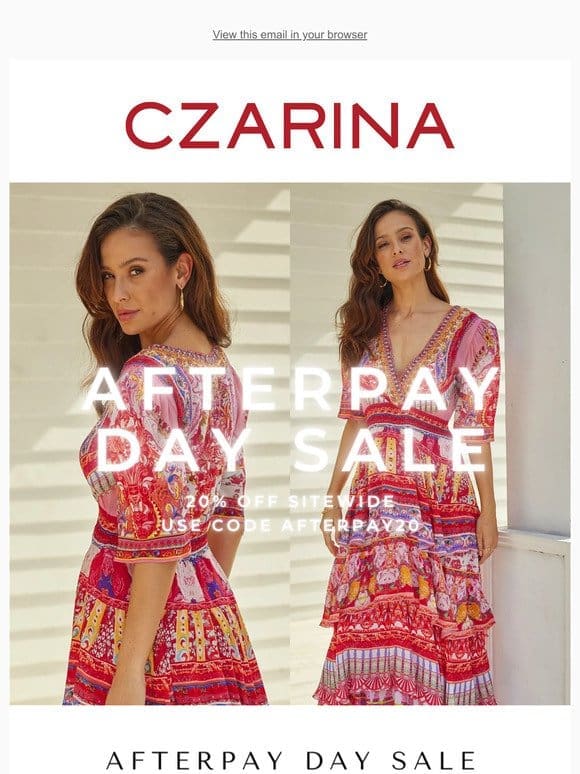 Afterpay Day Sale – 20% Off Site-wide*