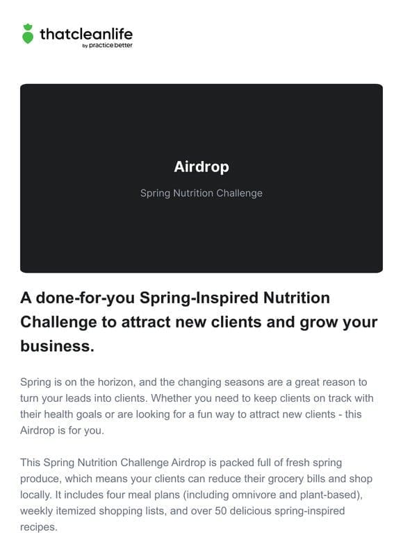 Airdrop: 4-Week Spring Nutrition Challenge