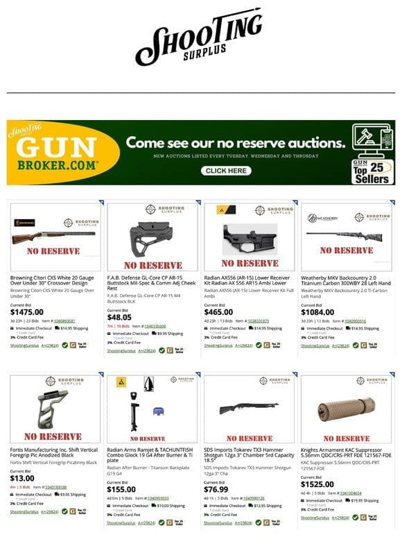 Ammo Deals and No Reserve Auctions