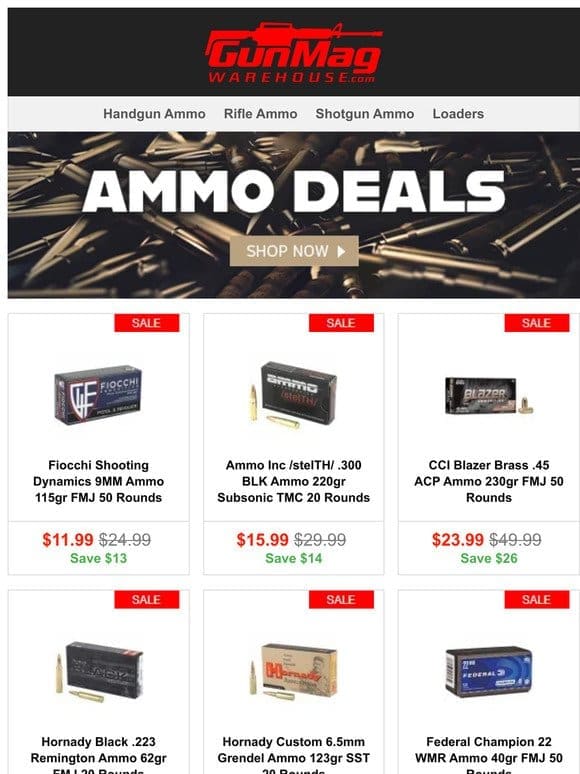 Ammo Here， Get Your Ammo Here! | Fiocchi 9mm 115gr 50rd Box for $12