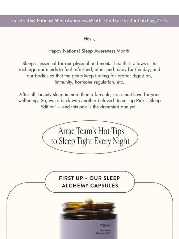 Arrae Team’s Top Picks: Sleep Awareness Month Edition