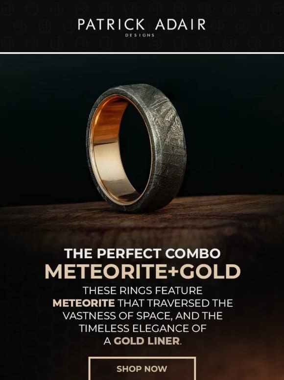 Authentic Meteorite + Solid Gold